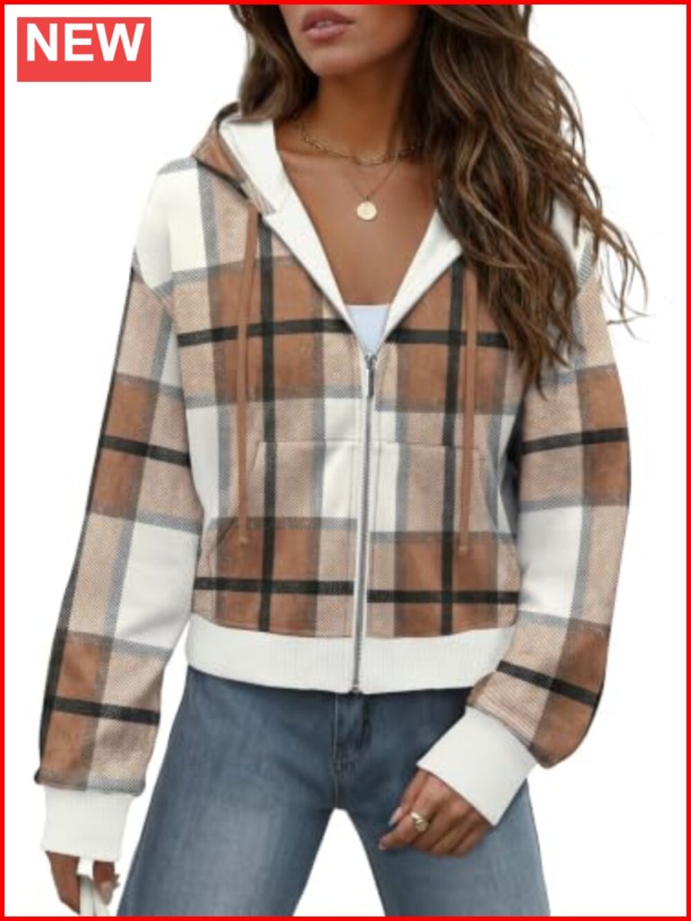 Womens Cropped Zip Up Hoodie Fleece Sweatshirt Jacket
